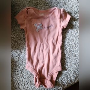 Baby girls' Child of Mine Carter's pink onesie with bird. Says happy. Size 0-3 m